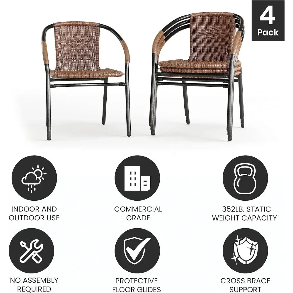 Lila 2-Pack Rattan Restaurant Stack Chairs Indoor-Outdoor