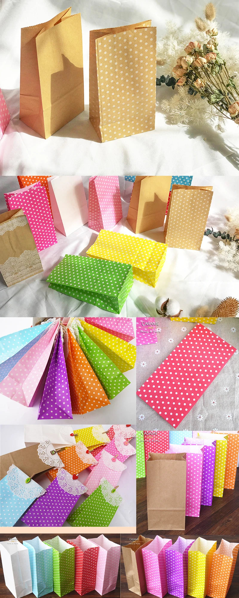 10 Pcs Colorful Stripe Treat Bags Wedding Birthday Favor