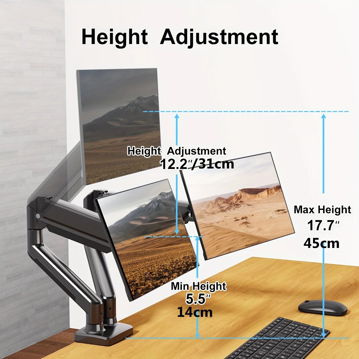 Monitor Stand Dual Gas Spring Adjustable Mount 13-32"