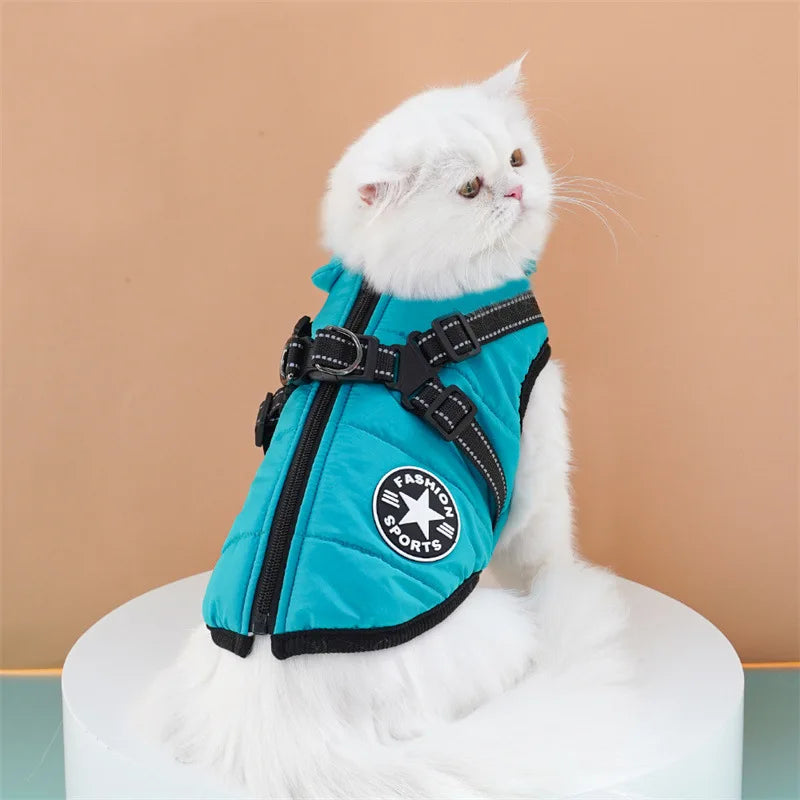 Large Dog Jacket With Harness Waterproof Winter Warm