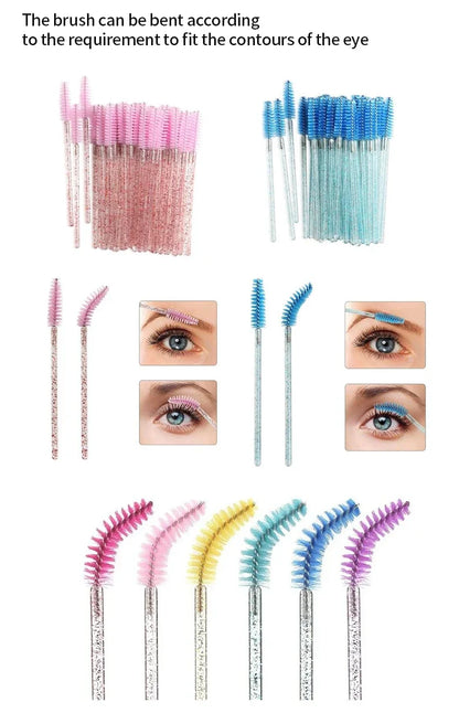 CNK 50Pcs Disposable Crystal Eyelash Mascara Wands