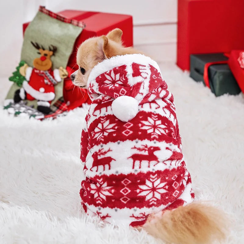 Winter Plush Pet Pajamas Dog Cat Christmas Jumpsuit