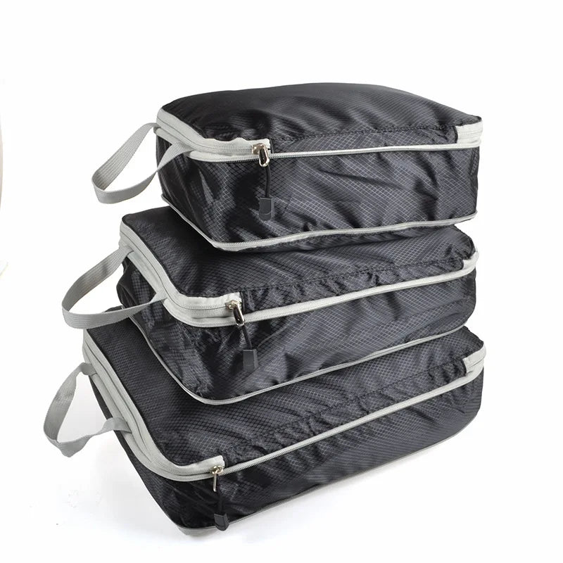 Set/3 Compressible Travel Storage Bag Waterproof Cubes