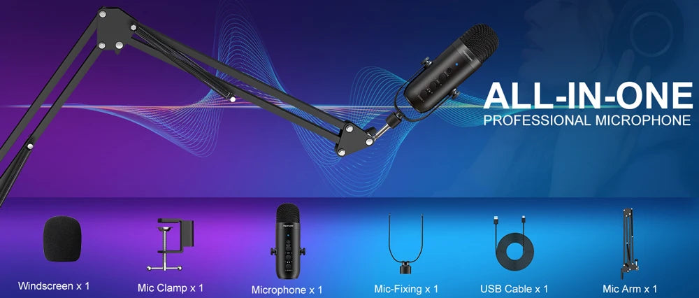 Pro USB Cardioid Condenser Mic Kit Recording