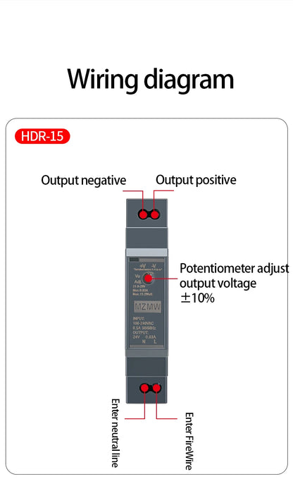 MZMW DIN Rail Switching Power Supply HDR-Series 15W-150W