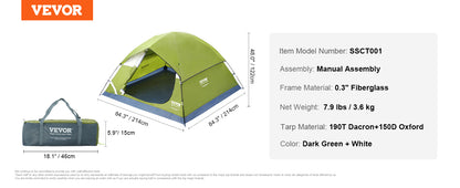 VEVOR 6 Person Waterproof Outdoor Camping Tent