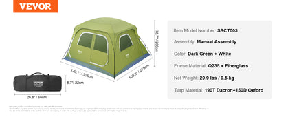 VEVOR 6 Person Waterproof Outdoor Camping Tent