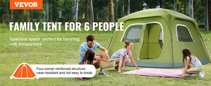 VEVOR 6 Person Waterproof Outdoor Camping Tent