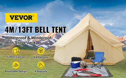 VEVOR 3-7m Waterproof Cotton Canvas Bell Tent Family Yurt