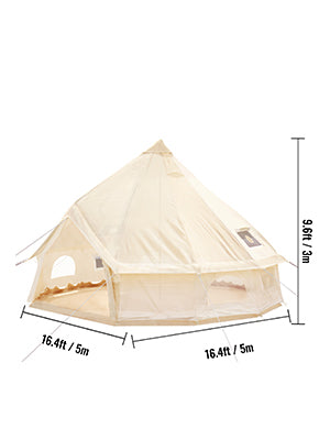 VEVOR 3-7m Waterproof Cotton Canvas Bell Tent Family Yurt