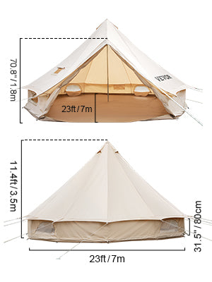 VEVOR 3-7m Waterproof Cotton Canvas Bell Tent Family Yurt