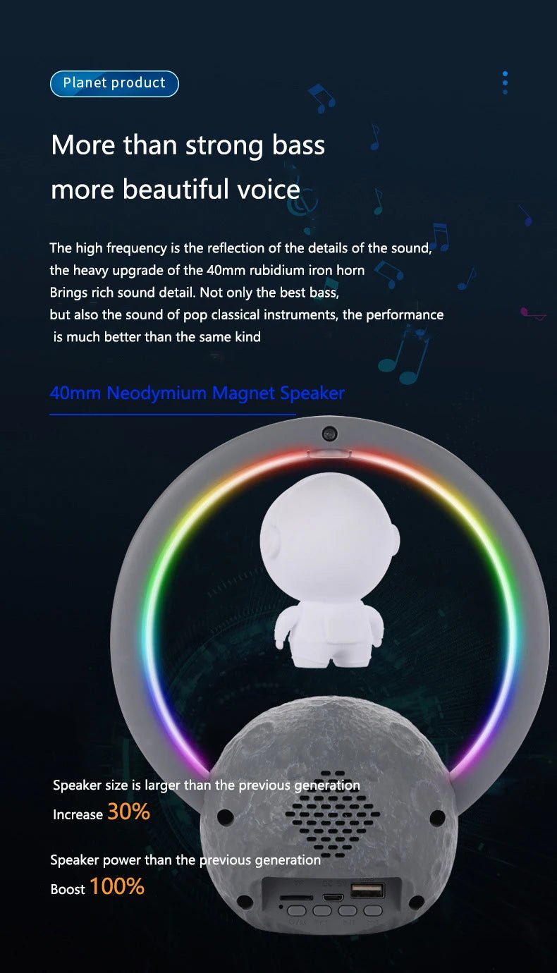 Floating Astronaut Bluetooth Speaker with RGB Lights - Cool Gift - Shop Dealza