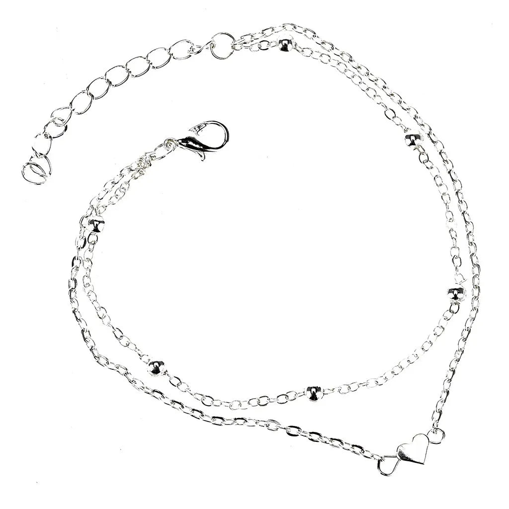 Heart Charm Anklet - Stainless Steel, Romantic Valentine’s Gift - Shop Dealza