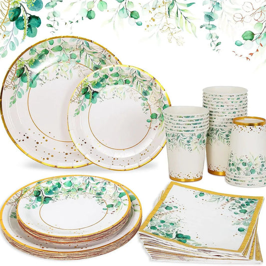 Sage Green Disposable Tableware Set - Shop Dealza