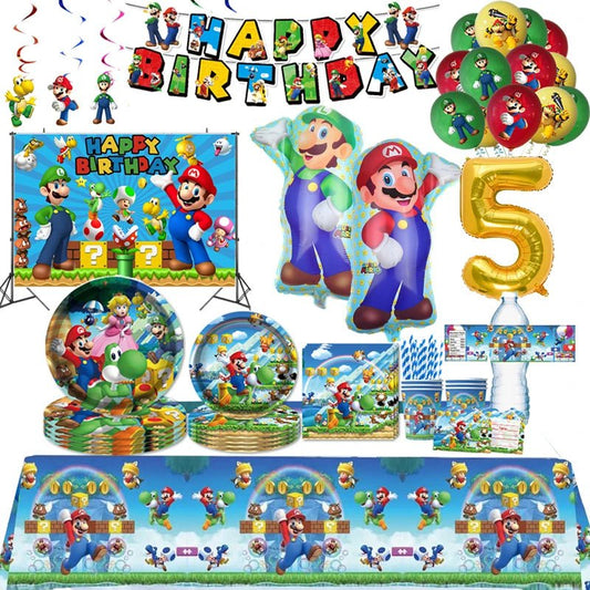 Super Mario Birthday Decor Disposable Tableware Balloons - Shop Dealza